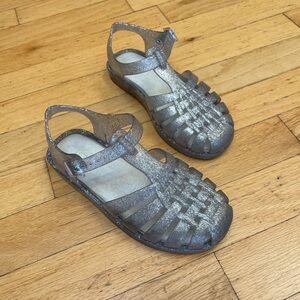 Mini Melissa Silver Glitter Kids Sandals